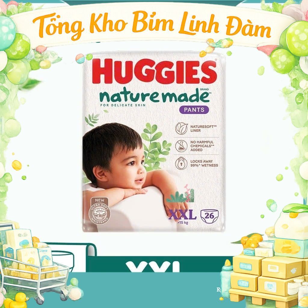 [gift huggies] Bỉm dán/quần siêu cao cấp Huggies Platinum Nature made size xxl26