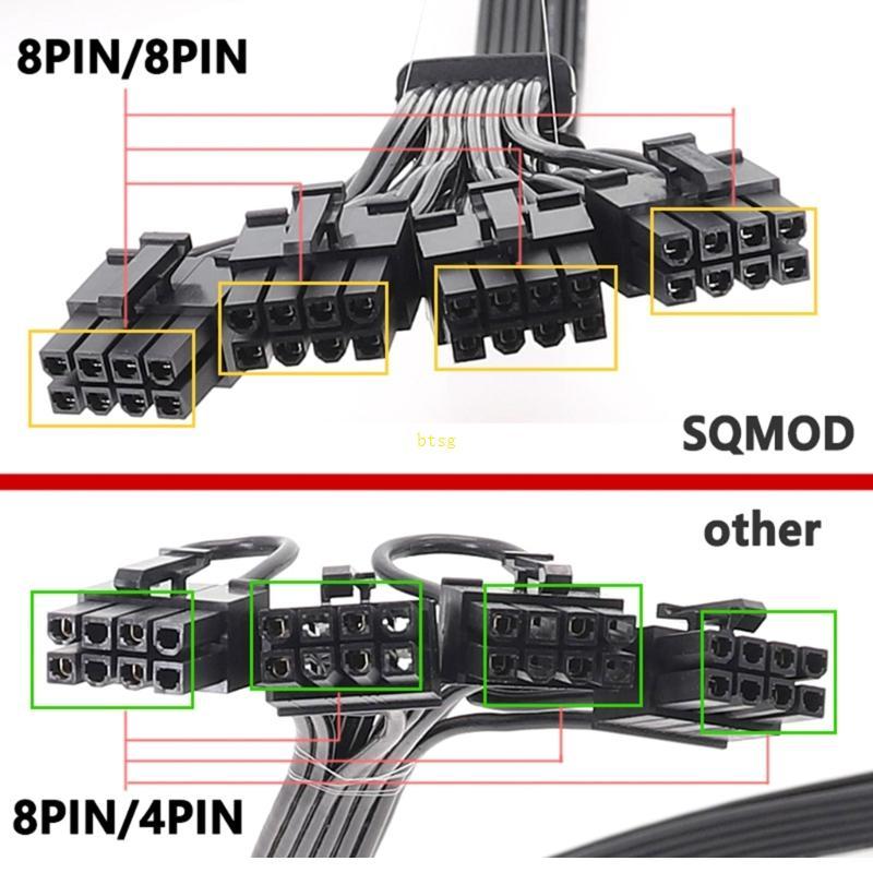 Btsg Mới 16pin 12 + 4 đến 4x8P PCIE5 0 Adapter Kết Nối Cáp 12VHPWR Cho GPU Adapter Dây Nguồn Thẳng 9