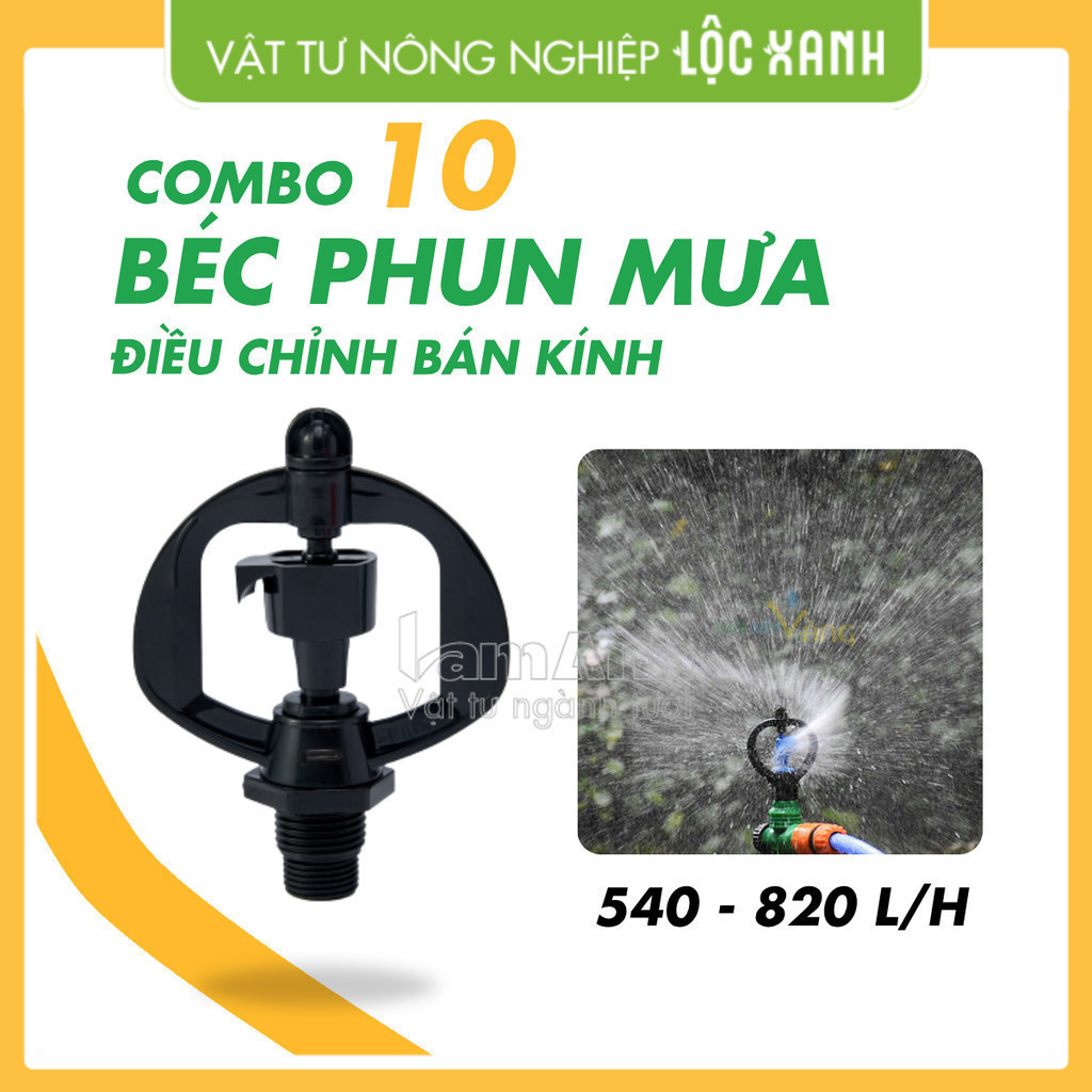 Combo 10 béc tưới cây OK355 ren ngoài 17-21 4mm phun mưa bán kính 5m – lưu lượng 820L/H –  Lộc Xanh
