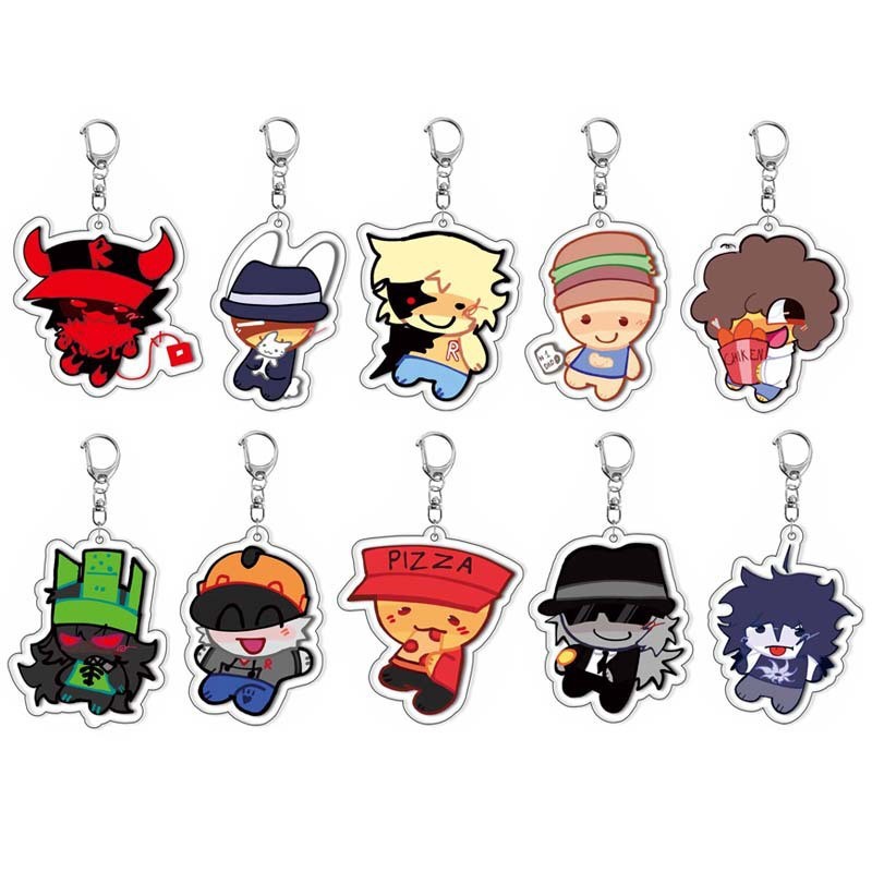 Cute Acrylic Keychains HOT Game Guest 1337 Noob Guest 666 Builderman Elliot‌ Dusekkar‌ Cartoon KeyRi