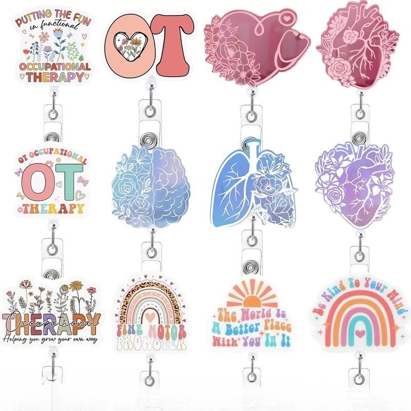 Novel Heart Lung Organ Badge Reel Retractable ID Card Holder Clip Acrylic Keychain for Doctor Nurse 