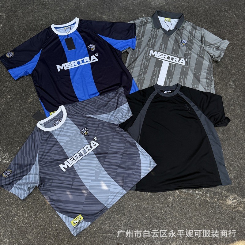 5UJ5 mertra boxy fit jersey Two-tone jersey trendy loose-fitting sports short sleeve shirt T Men's T