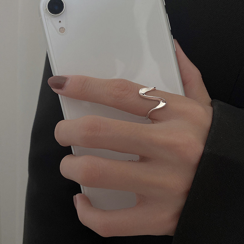 nhẫn bạc thật nhẫn bạc 925 Nhẫn nữ thiết kế sóng bạc Niche 925