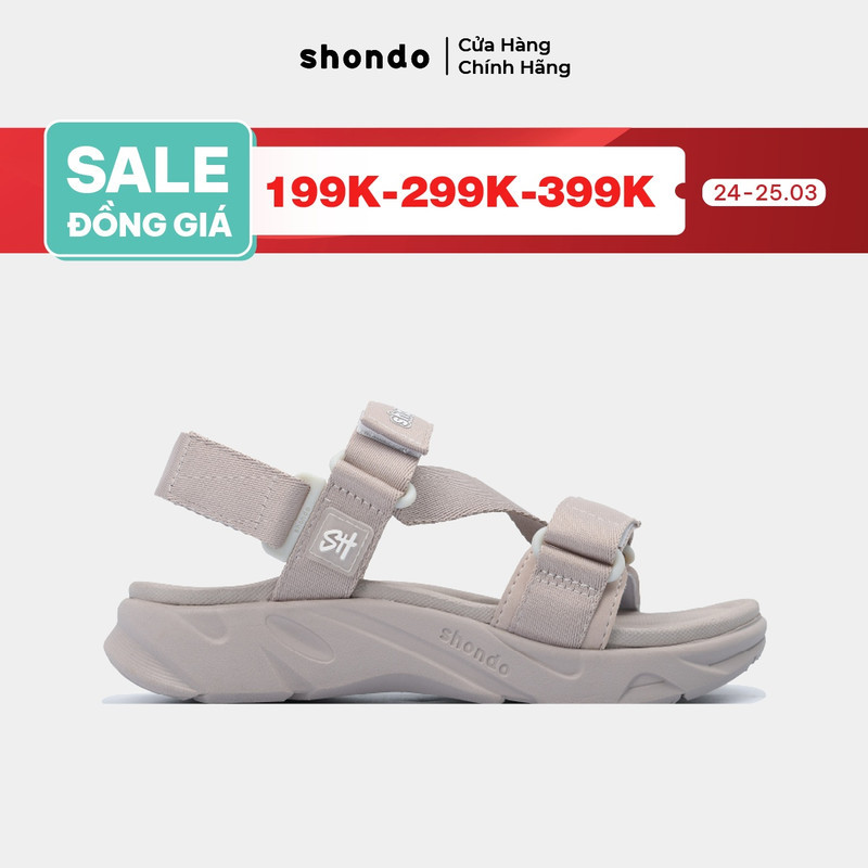 Giày Sandal Nam Nữ Shondo F8 Ver.2 Thời Trang Êm Ái Màu Nâu F8M9595