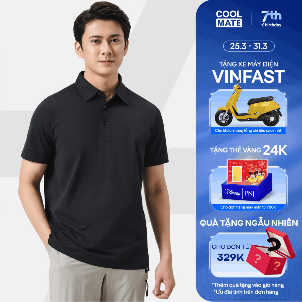 Áo thun có cổ, Polo nam Excool nhẹ, thoải mái nhanh khô, thoáng khí, chống nhăn tốt Coolmate