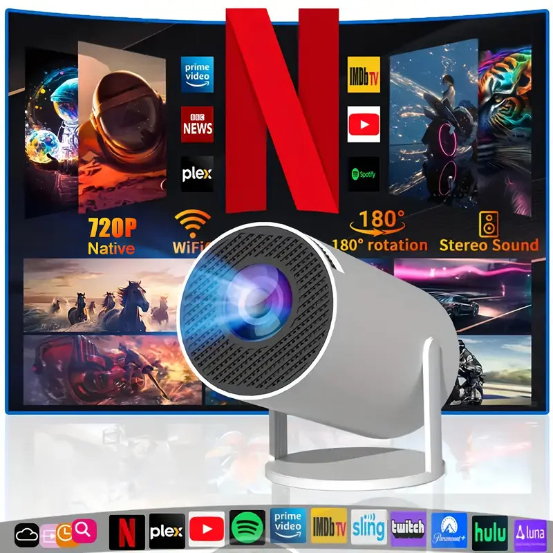 Máy chiếu di động Mini HY300 Pro Máy chiếu thông minh Bluetooth WiFi 4K 1080P