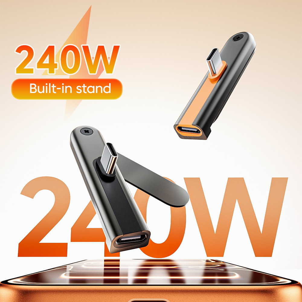 Bộ chuyển đổi Elough 240W Type C sang Type C với giá đỡ xoay 360 Bộ chuyển đổi cáp USB C sạc nhanh