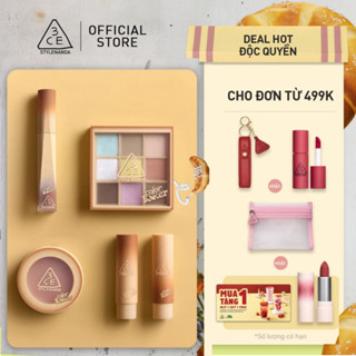 3CE BST COLOR BAKER - SON GLAZY LIP GLOW, SON VELVET PLUSH, MÁ HỒNG FACE BLUSH, BẢNG MẮT MULTI EYE 9 COLORS PALETTE