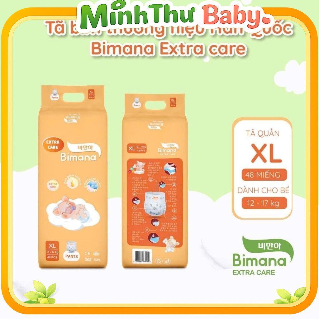 [Combo 2 Bịch] Tã/Bỉm Dán/Quần BIMANA EXTRA CARE HÀN QUỐC Thấm Hút Tốt, Đủ Size