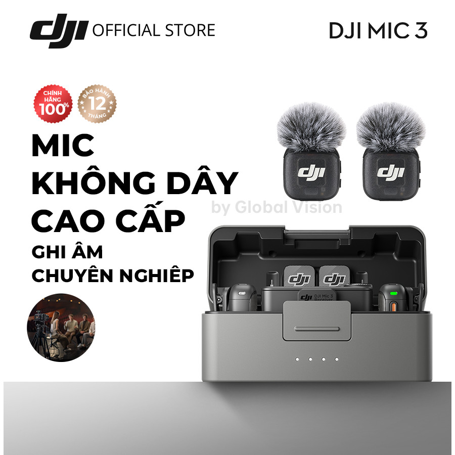 DJI thiết bị quay vlog DJI Mic 3 thu âm gọn nhẹ khử ồn thông minh, camera hành động chính hãng (DJI 