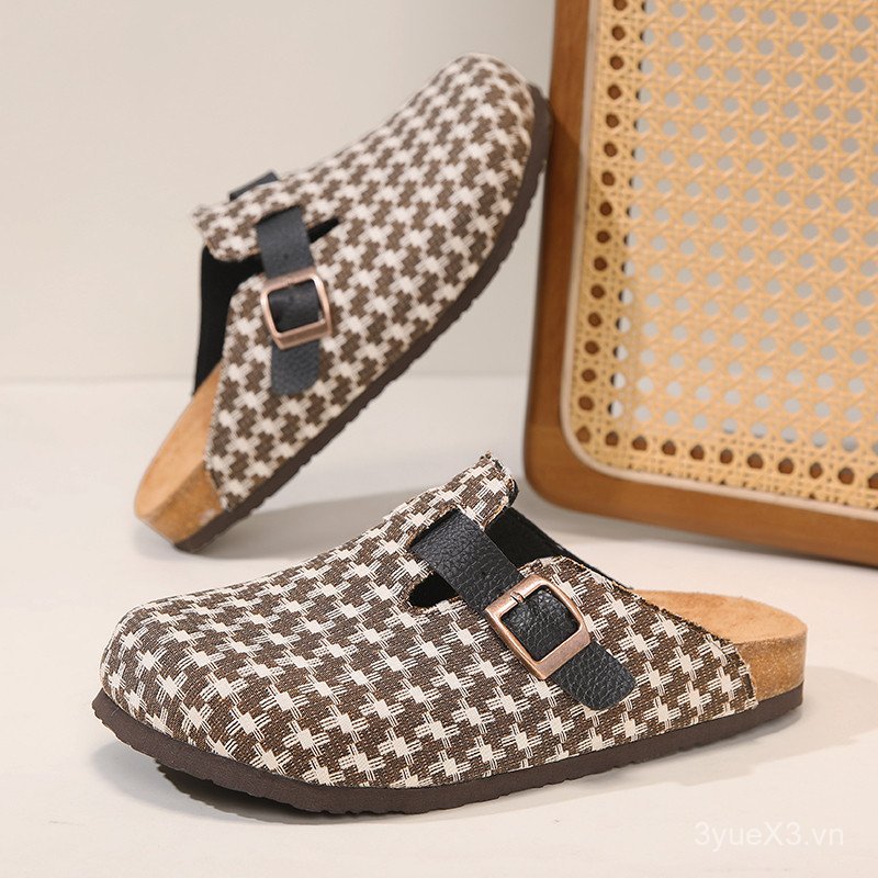 Dayuan All-Match Bốn Mùa Baotou Birkenstock Cork Dép Mules Ngoài Trời Đi Biển Nam Nữ Giày