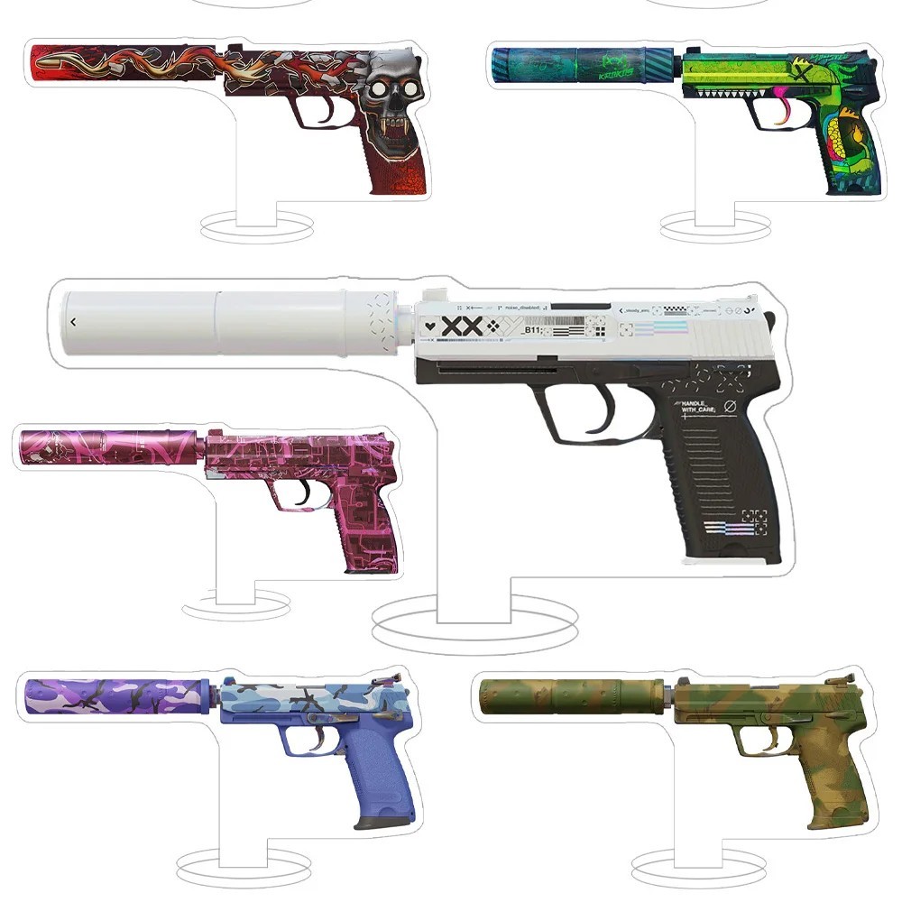 Mô hình Standee CS2 CS:GO súng USP-S các loại Skin Printstream Cortex Jawbreaker trang trí bàn làm v