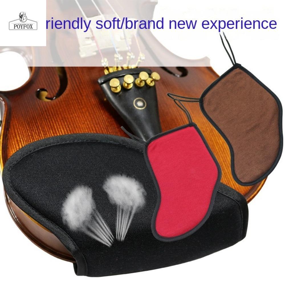 POYFOX Violin Vai Còn Lại Miếng Lót, Đệm Cotton Violin Chin Rest Pad, Fiddle Phần Mềm Bảo Vệ Đen / Đ
