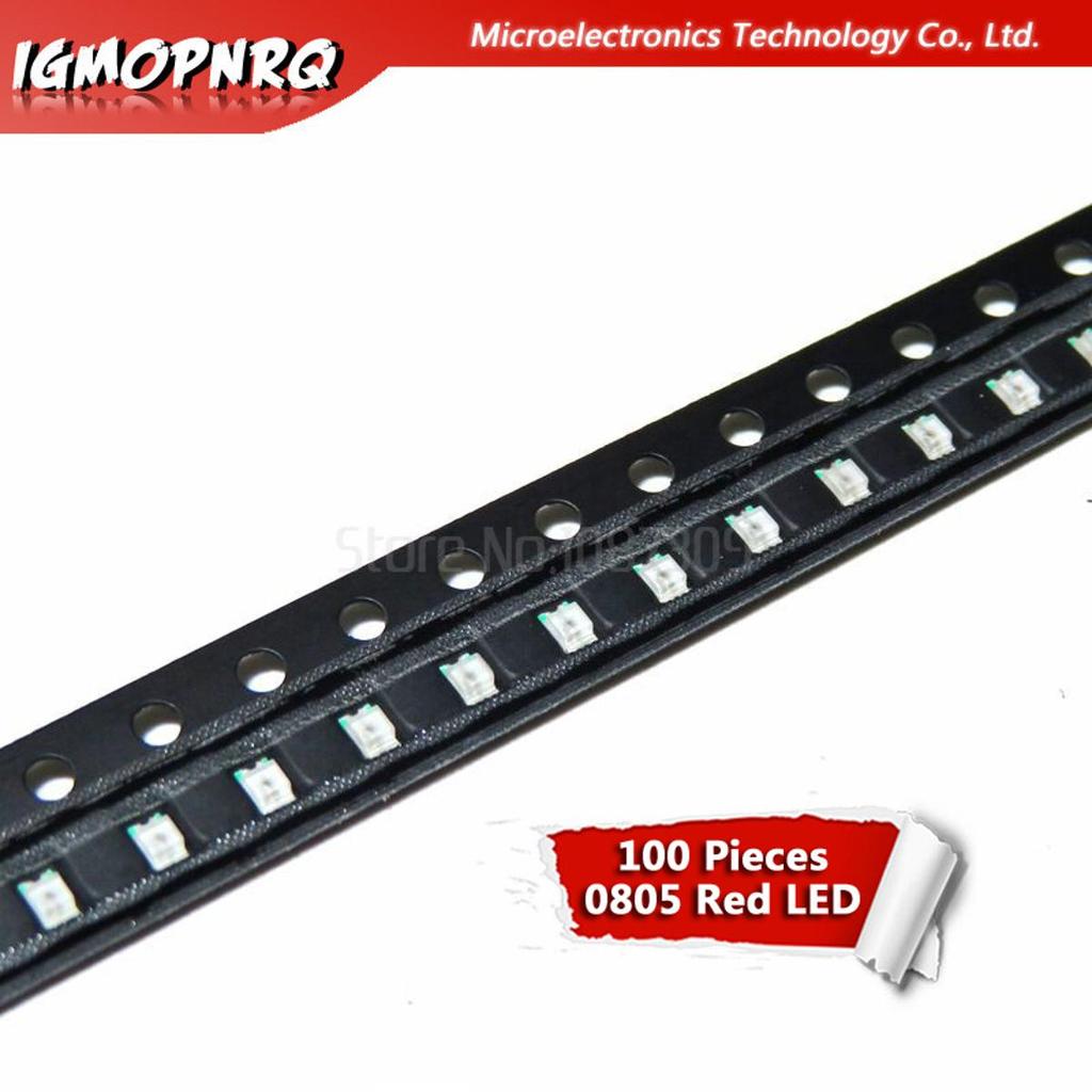 100 đèn LED SMD màu đỏ 0805