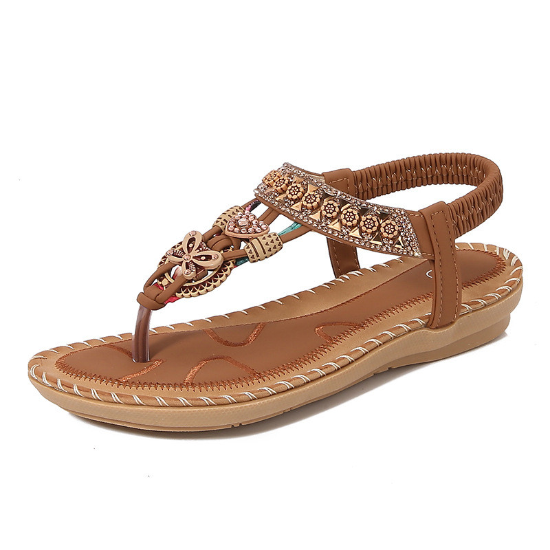 2026 Phong Cách Mới 2026 Phong Cách Bohemian Sandal Nữ Dân Tộc Size Lớn Dép Phẳng Nữ20260329