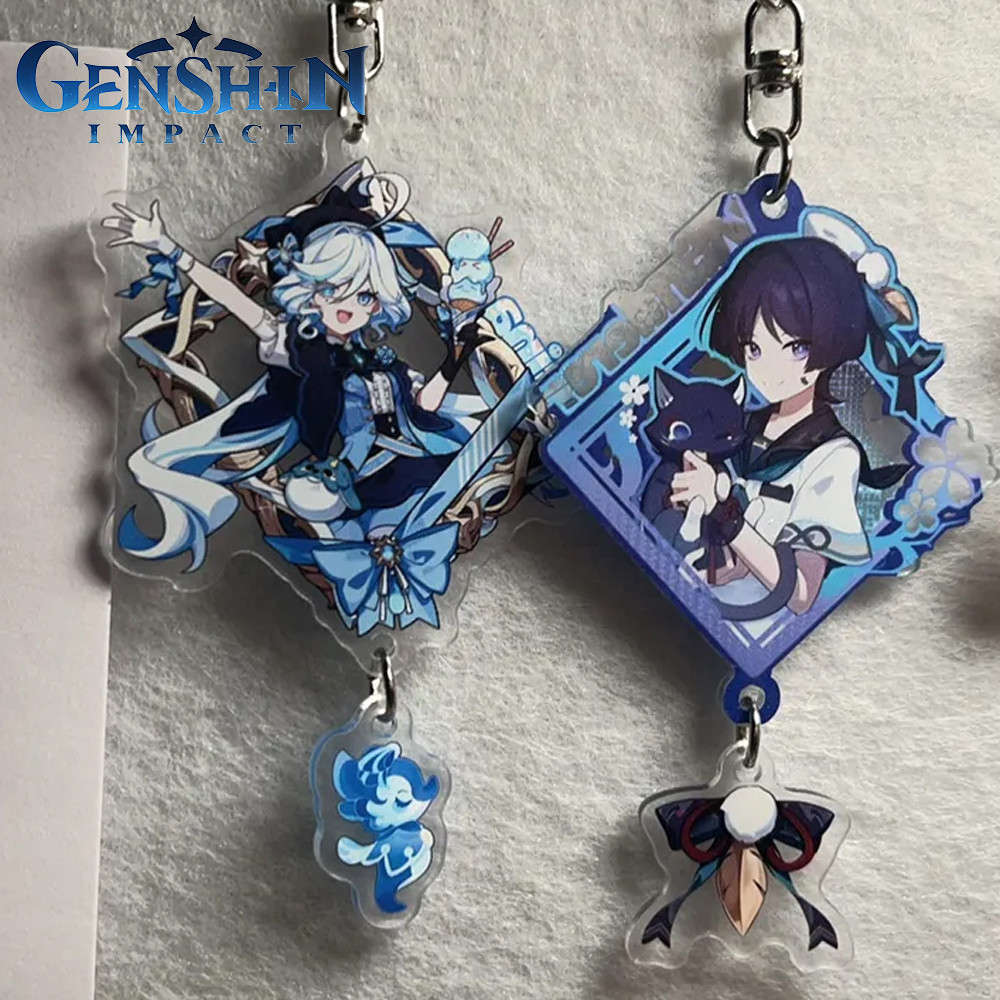 Game Genshin Impact Furina Wanderer Scaramouche Cosplay Keychain Acrylic Figure Key Chain Backpack D