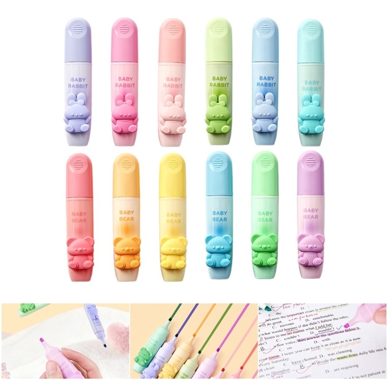 Xiangbao Bộ 3 Bút Đánh Dấu Huỳnh Quang An Toàn Mực Bút Đánh Dấu Lớp Học Thiết Yếu