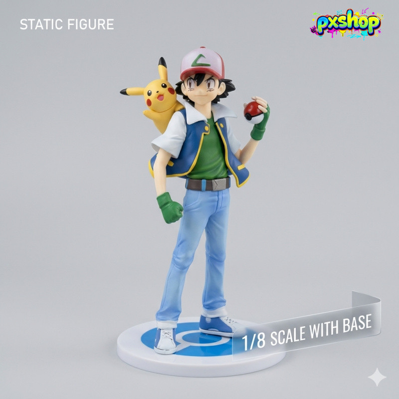 Mô Hình Satoshi Ash Ketchum 1/8 MG Deluxe - Tượng Pokemon Classic Kèm Đế Độc Quyền - Đồ Chơi Anime C