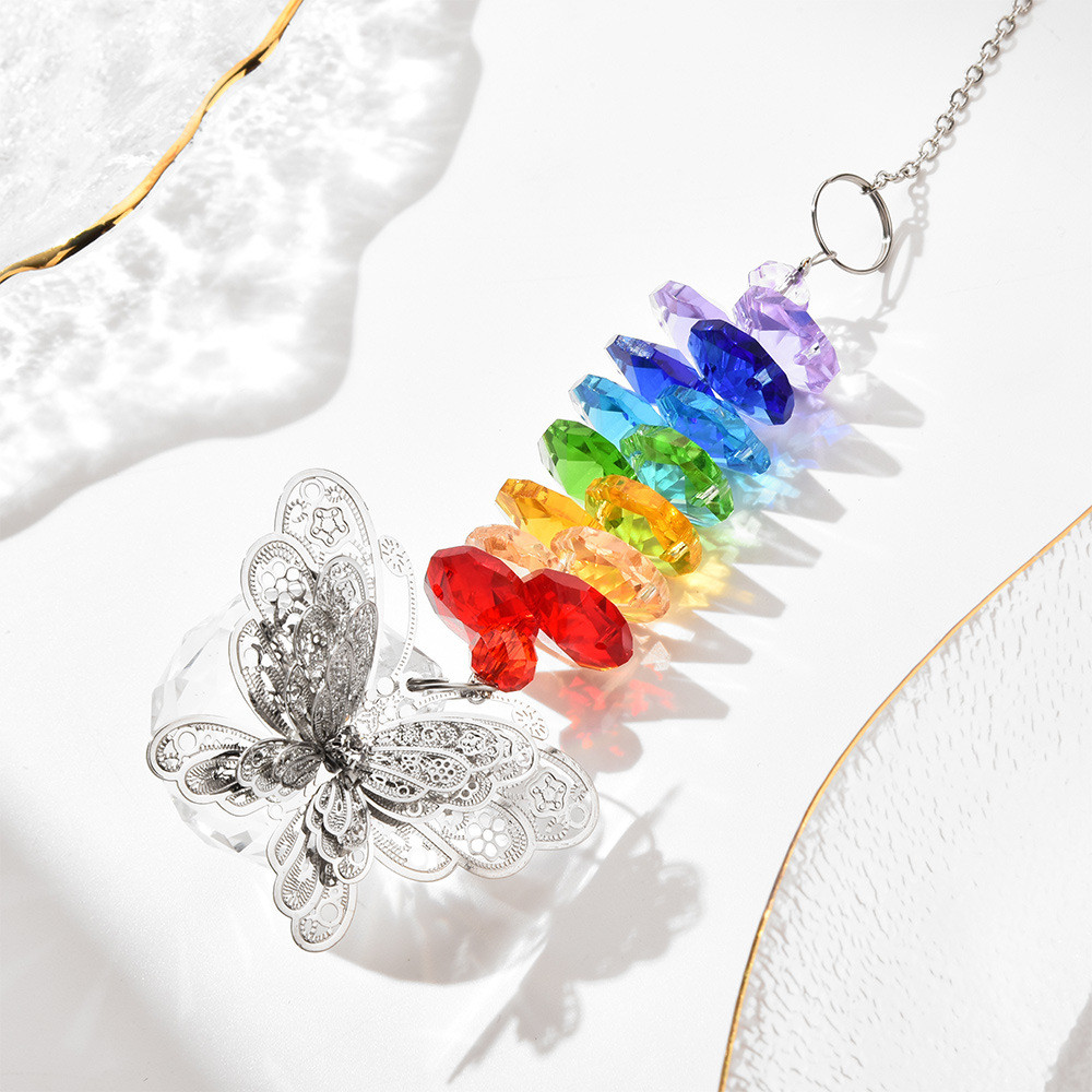 Hàng sẵn có Vận chuyển nhanh Sun Catcher Light Gift Color Transparent Butterfly Faced Crystal Ball S