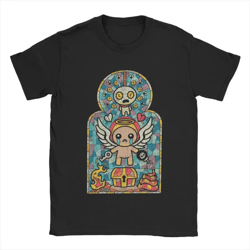 Áo Thun Nam Ràng Buộc Của Isaac Sau Sinh 1 Cotton Vintage Tay Ngắn Cổ Tròn
