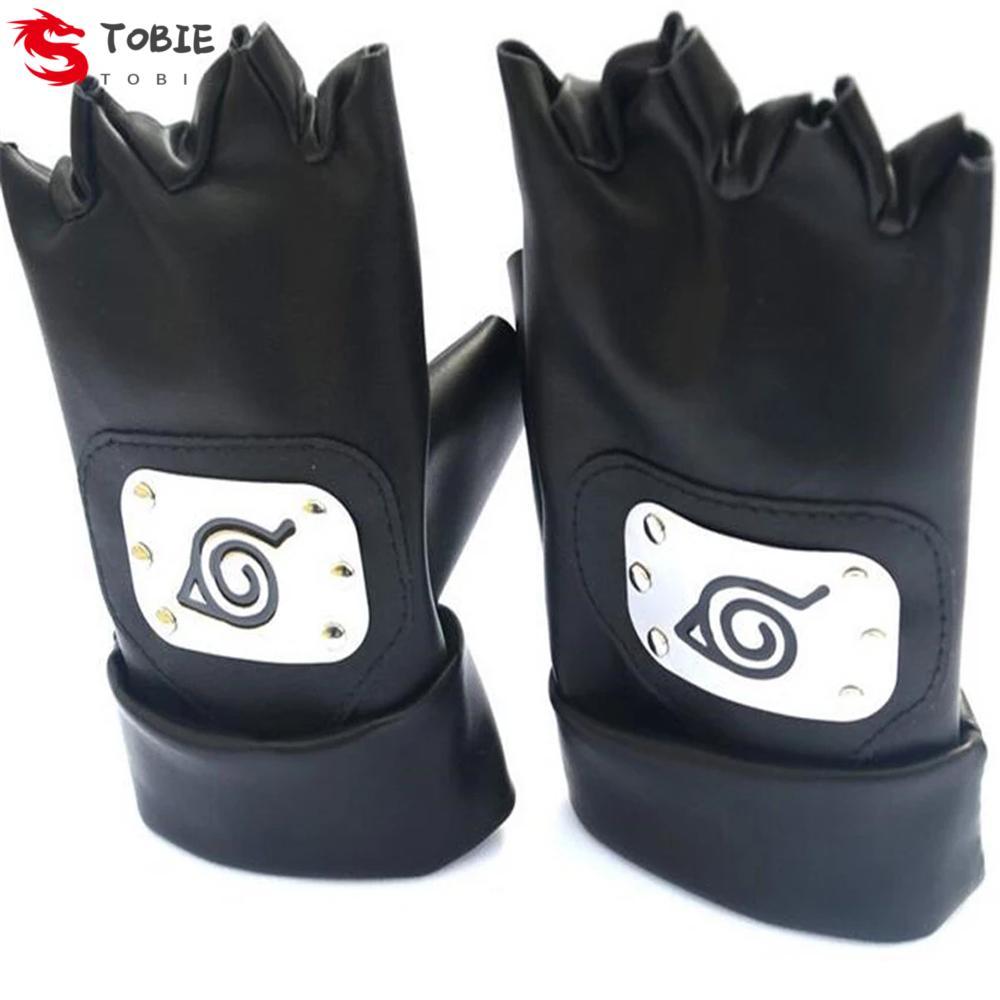 TOBIE Anime Naruto Đen Anime Đạo Cụ Cosplay Trang Phục Không Ngón Da PU Kakashi Cosplay