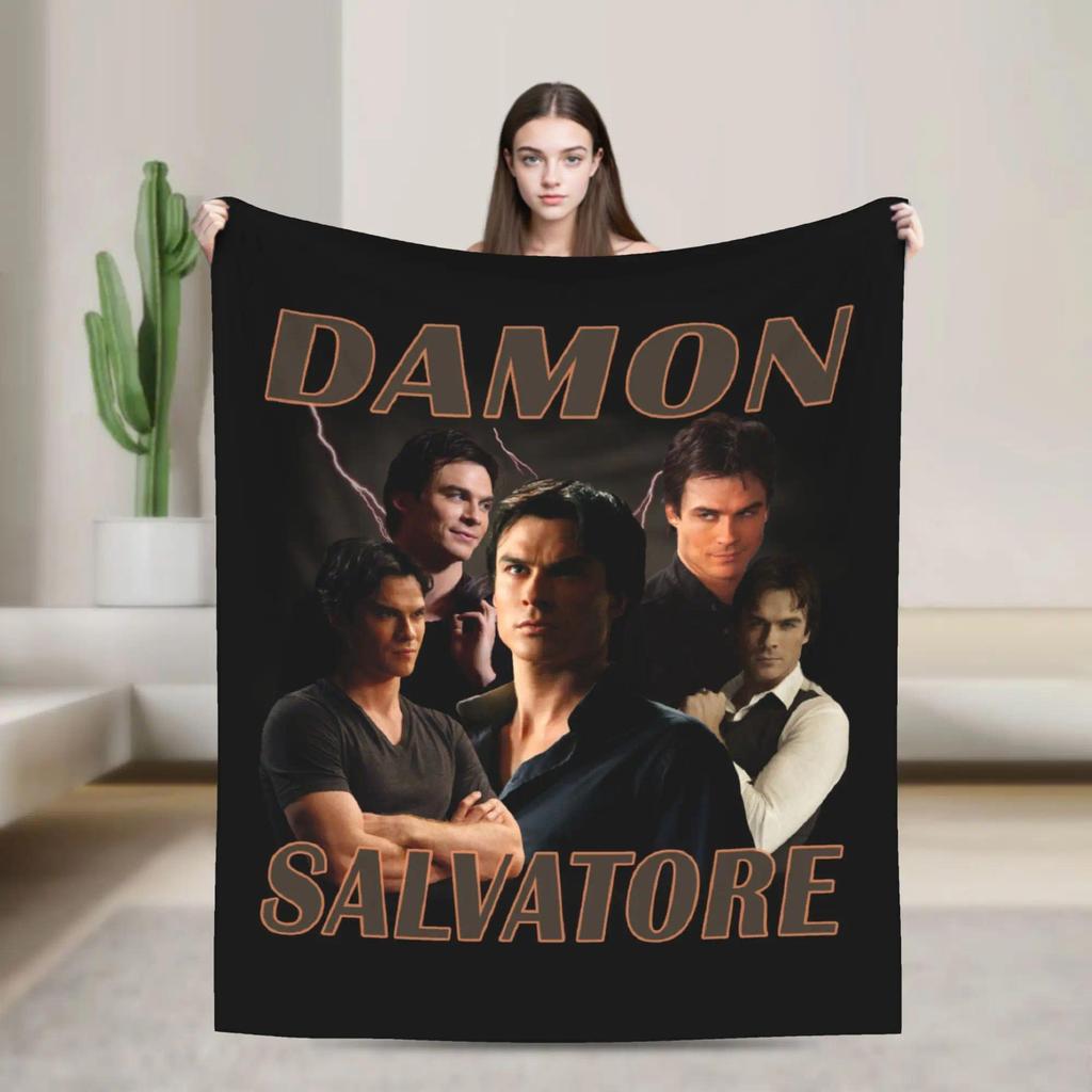 Damon Salvatore Chăn Lông Cừu Mùa Đông Ấm Ném Cho Sofa Nhật Ký Ma Cà Rồng Ian Somerhalder Phim Truyề