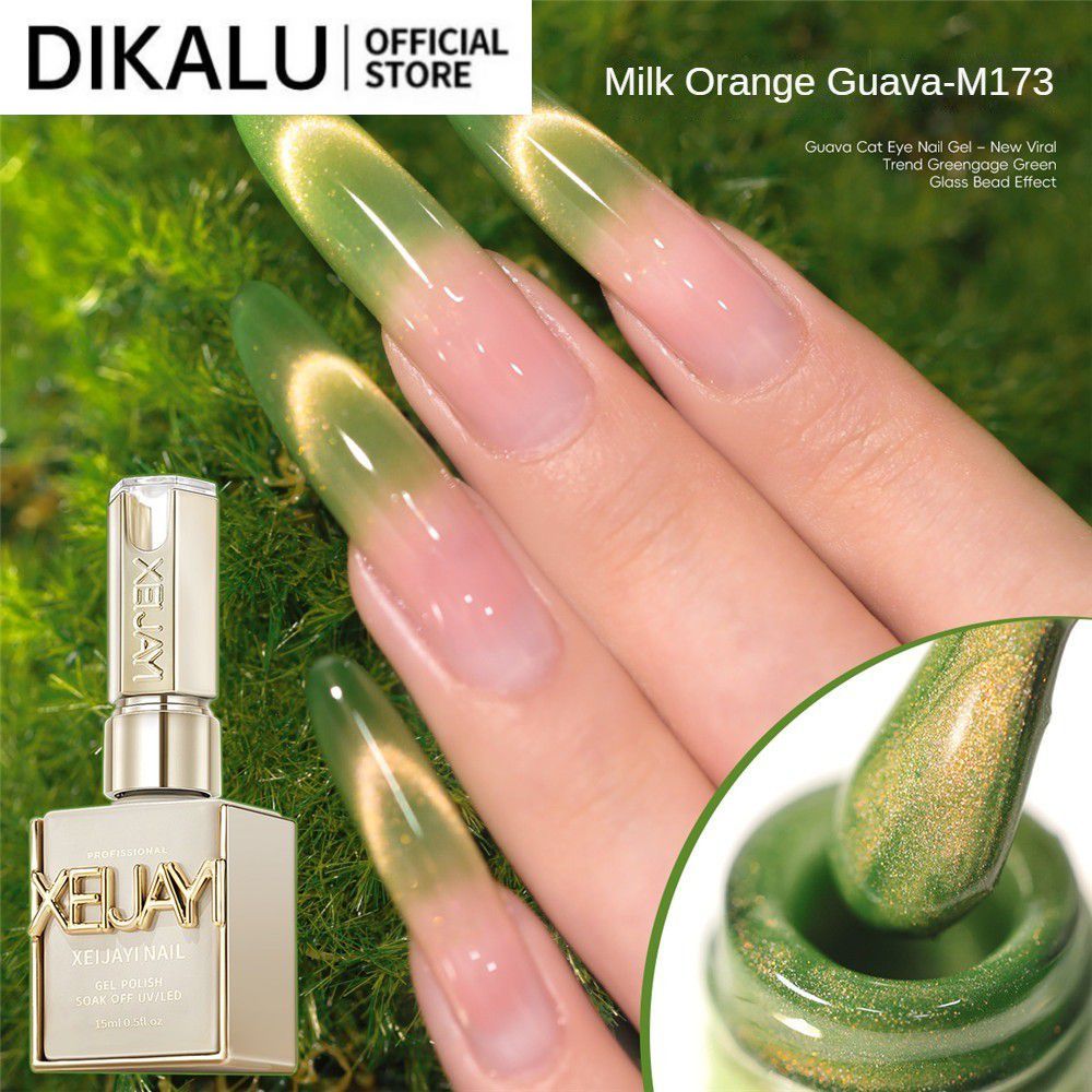 Xeijayi Sweetheart Milk Orange Guava Cat's Eye Nail Gel Glass Bead Cats Eye Phototherapy Glue Party 