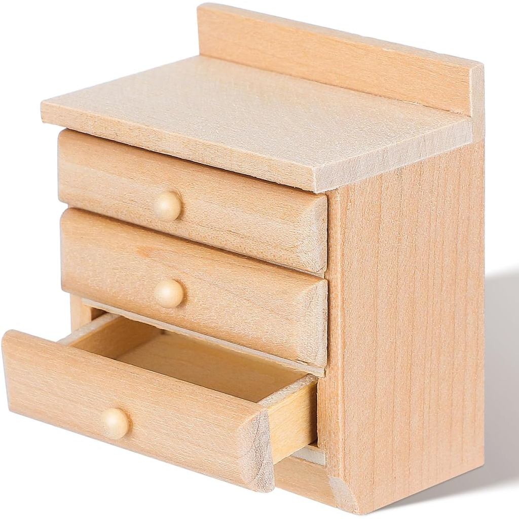 1: 12 Bàn Gỗ Vuông Nhà Mini Đầu Giường Bàn Thu Nhỏ Đầu Giường Mini Nội Thất Gỗ Chắc Chắn Thu Nhỏ Nhà