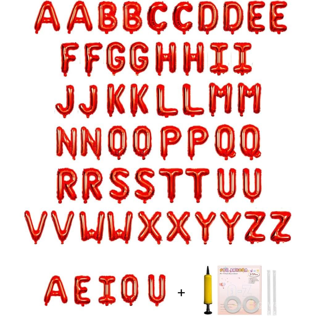 58 Chiếc Bóng Bay Chữ Cái Bảng Chữ Cái 2 Bộ A- Z & 1 Bộ AEIOU 16 Inch Mylar Lá Bóng Bay Bộ Cho Đám C