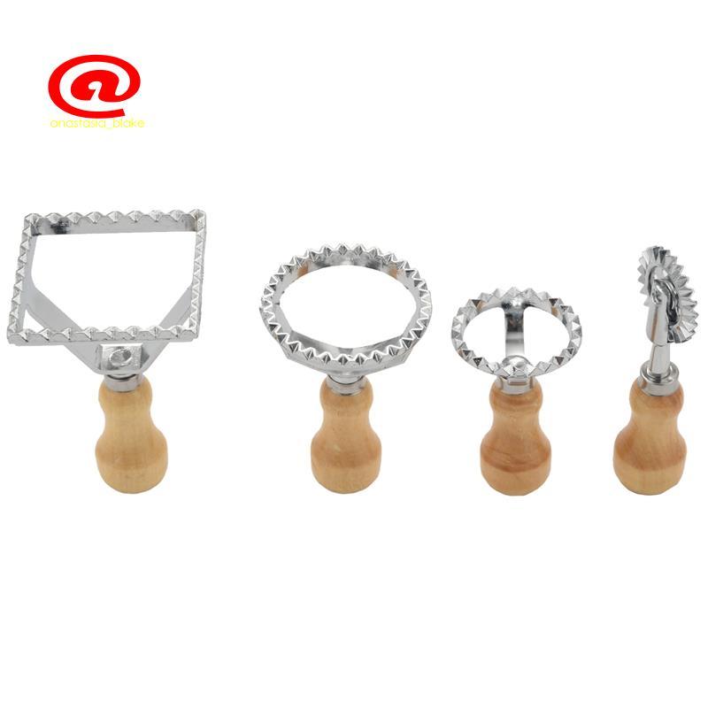 Bộ tem cắt Ravioli Maker-Bộ cắt bột và tem có tay cầm bằng gỗ-Dành cho Ravioli, Pasta, Bánh bao Lasa