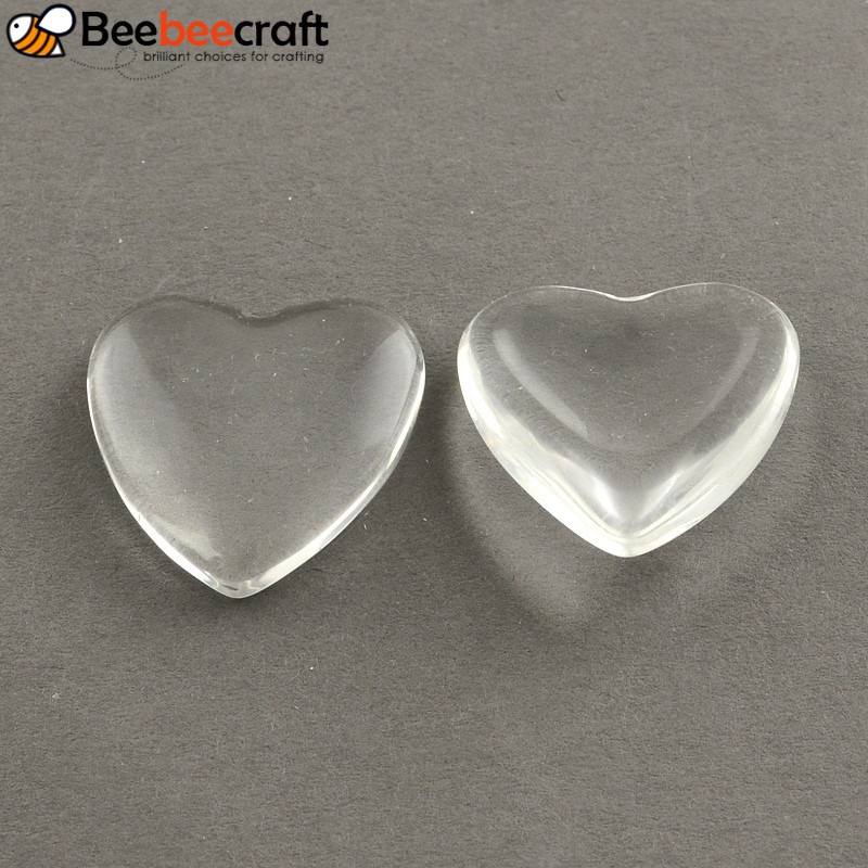 200 chiếc Cabochon trái tim thủy tinh trong suốt 12x12x4-4.5mm