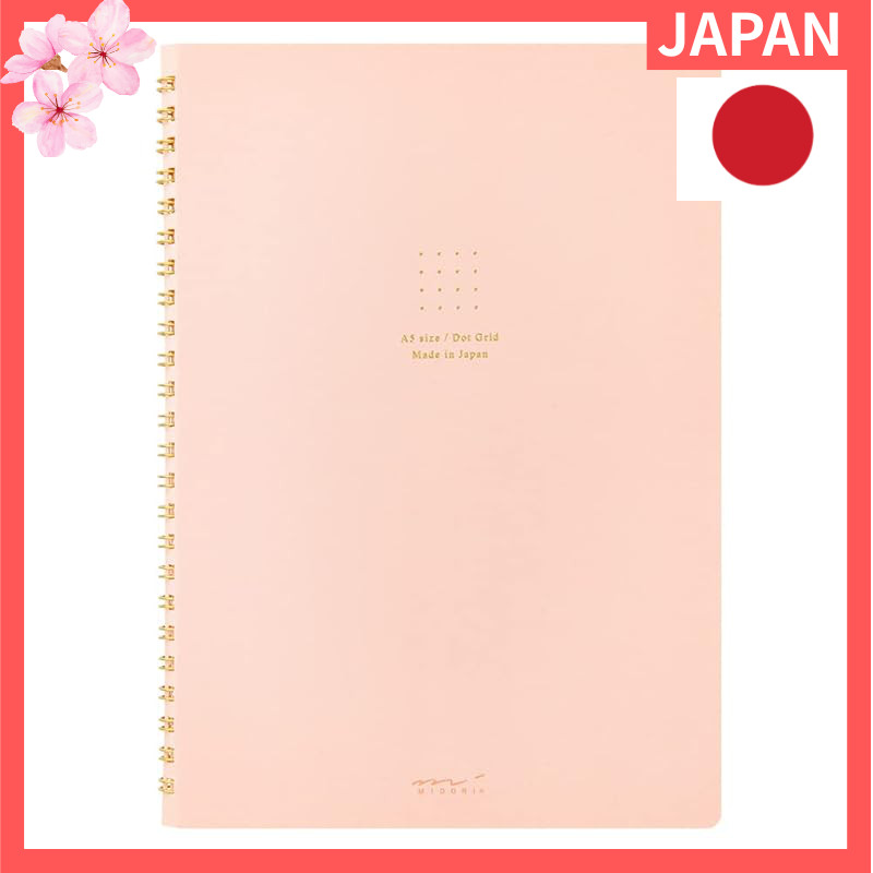 DESIGNPHIL MIDORI Notebook Ring Notebook Color Dot Grid Pink A5 15332006【Direct from Japan】
