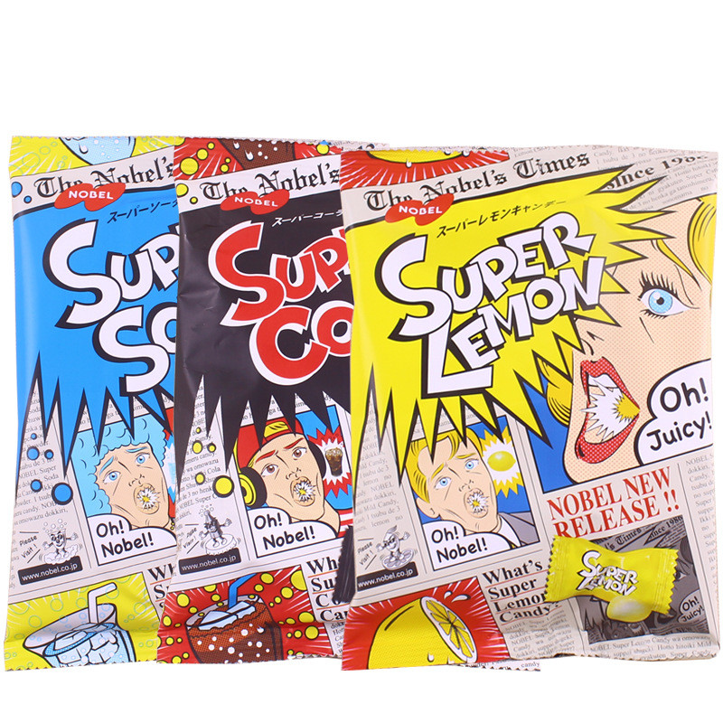Nhật Bản Nhập Khẩu nobel nobel nobel Super Sour Sandwich Lemon Candy Cola Soda Plum Sour Hương Vị Tr