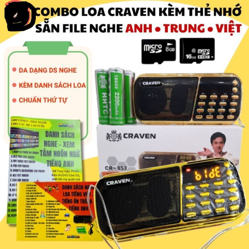 tặng Stiker Đài Craven Máy nghe tiếng ồn trắng Loa Craven Tắm Ngôn Ngữ cho bé Tiếng Anh Tiếng Việt
