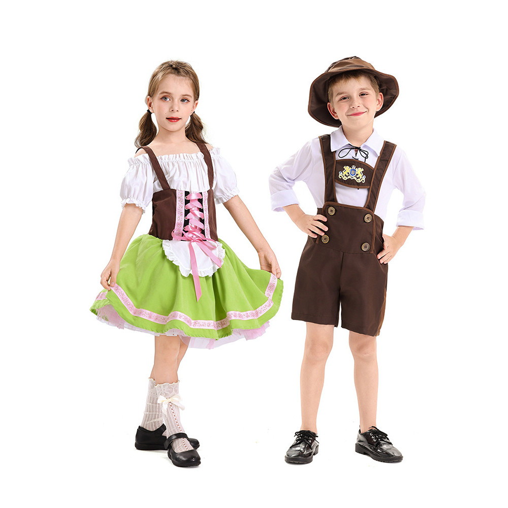 Váy bia trẻ em, sản xuất tại Munich, Bavaria, Đức, có váy bia nam nữ truyền thống dân tộc. 01