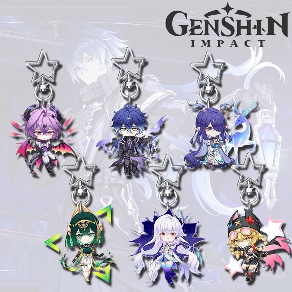 Game Genshin Impact Durin Flins Lauma Skirk Cosplay Key Chain Acrylic Keychain Backpack