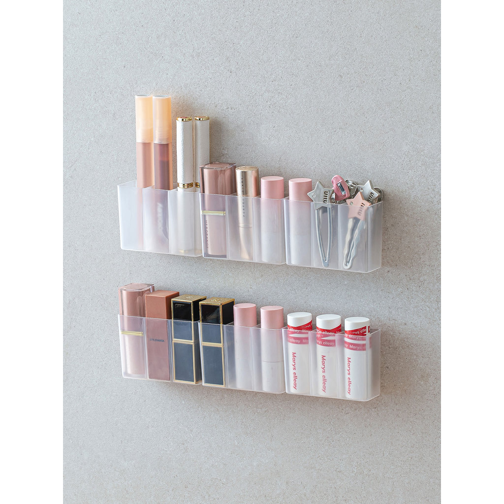 Spot Goods#No-Drill Wall-Mounted Compartment Box Mirror Cabinet Small Item Storage Box Eyebrow Penci