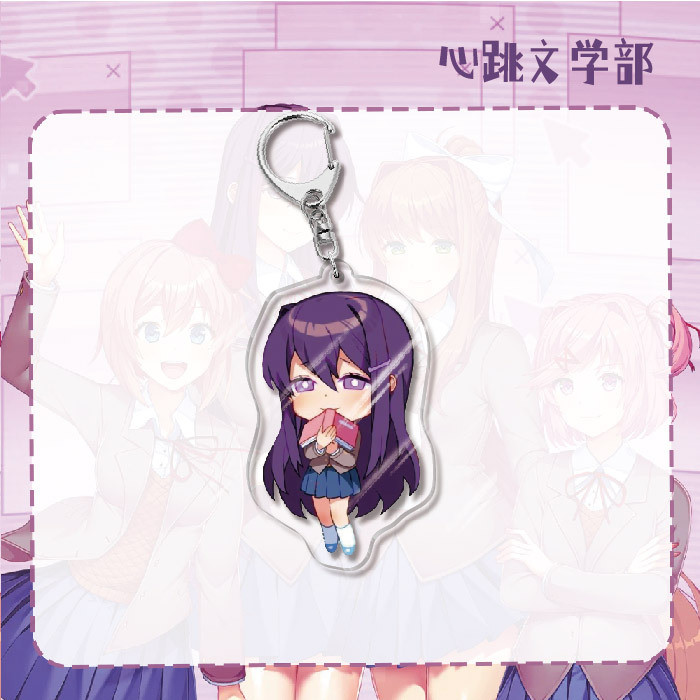Monika Anime Keychain Sayori Acrylic Key Chain Natsuki Key Ring Yuri Key Holder Bag Pendant Ornament