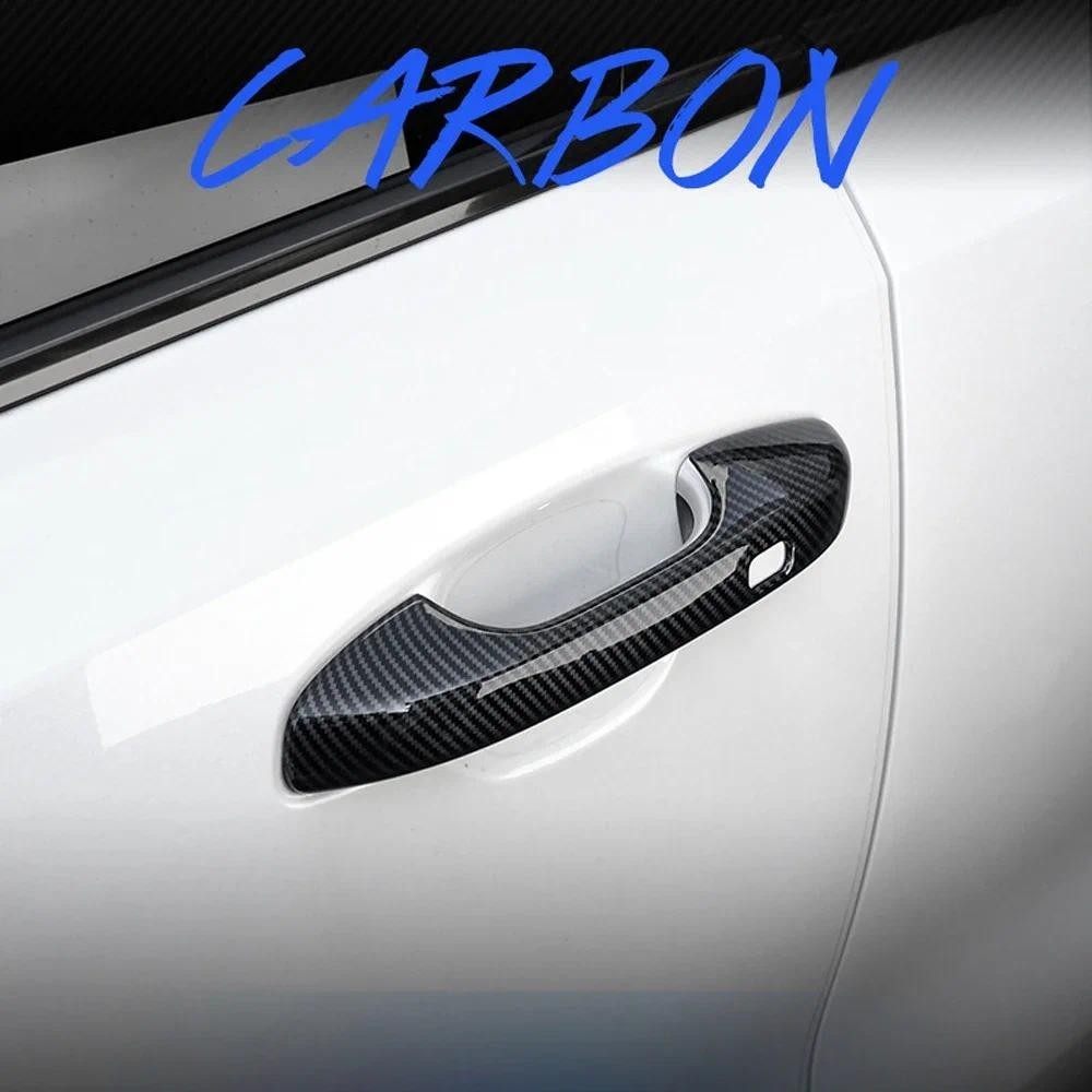 Carbon Bóng Đen Tay Nắm Cửa Ô Tô Bảo Vệ Dành Cho Xe Kia Sorento MQ4 2021 2022 Tự Động Tạo Kiểu Bảo V