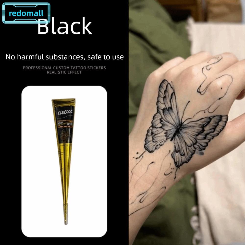 REDOMALL Henna Tattoo Cream, Bán vĩnh viễn Dễ sử dụng Henna Paste Cone, Kem xăm tạm thời Màu đen Nâu