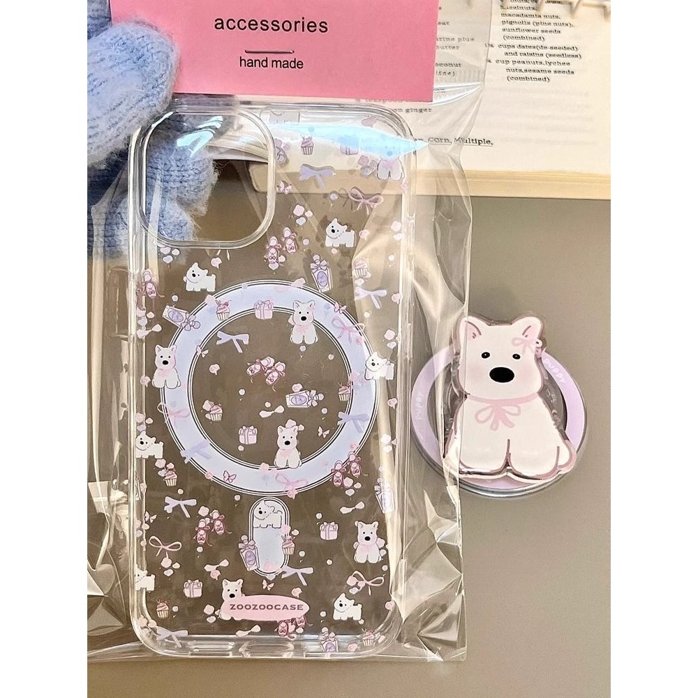 Gối lưng điện thoại iPhone 17/16 Plus/15 Pro Max/14 Pro trong suốt mới dành cho chó Tây Cao Địa