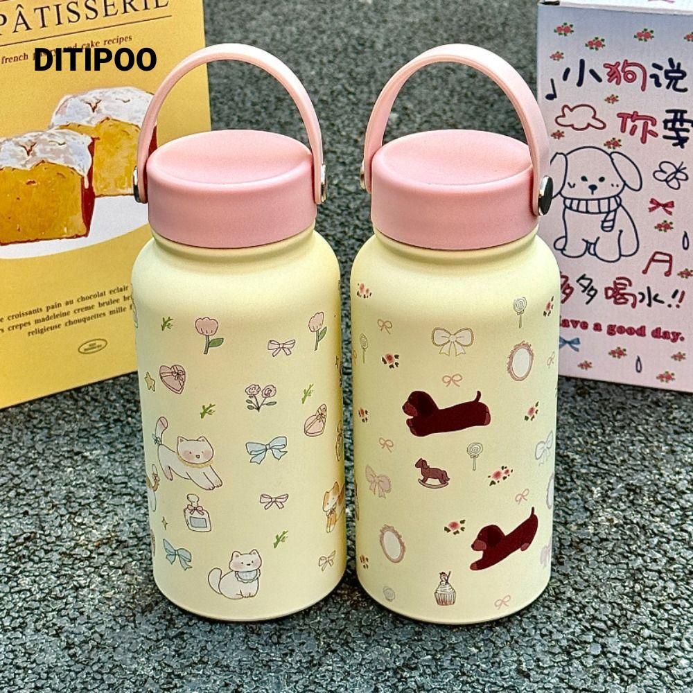 Cốc hút chân không DITIPOO, Cốc cách nhiệt 900ml, Sáng tạo 316 Thép không gỉ Hoạt hình Chó Dung tích