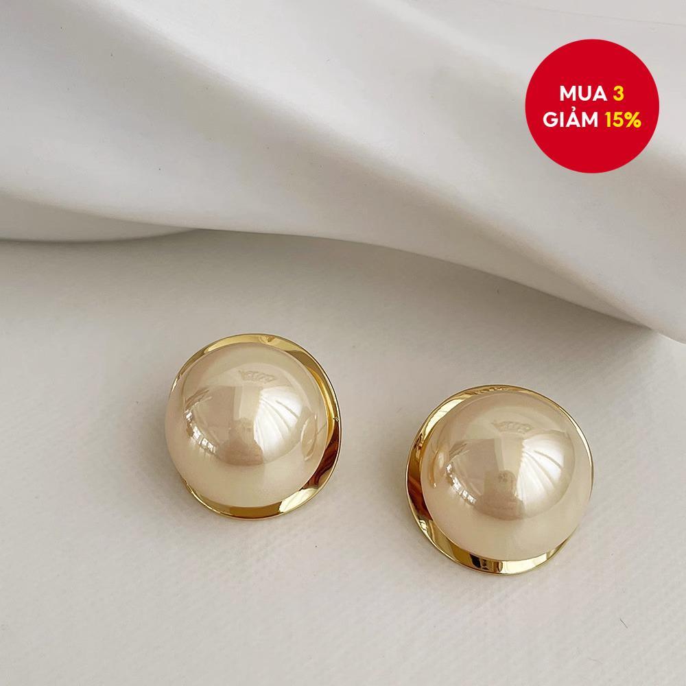 Vintage Pháp Bông Tai Ngọc Trai Lớn Nữ Retro Niche Thiết Kế Tiệc Thanh Lịch Trang Sức