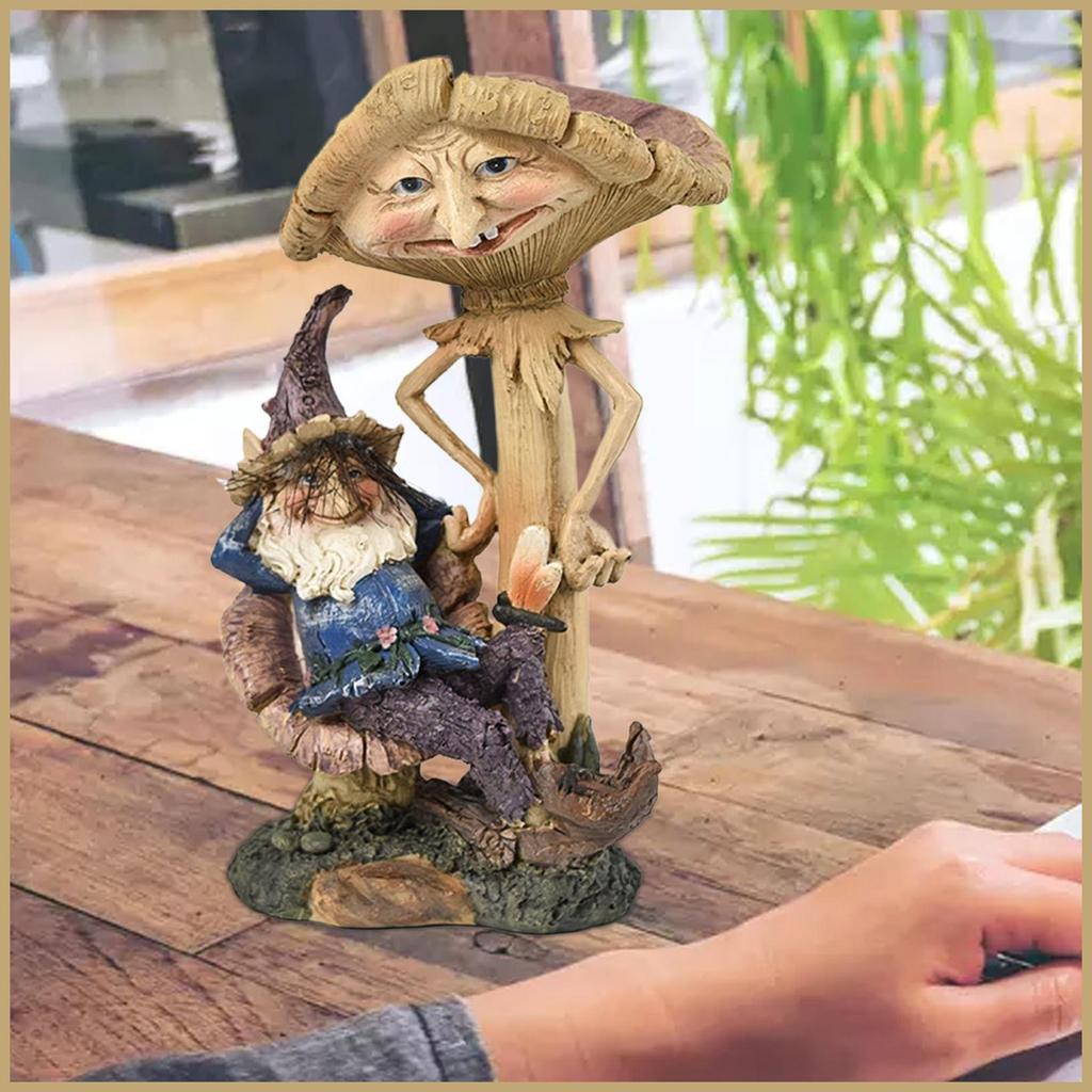 Vườn Ngoài Trời Tượng Gnome Gnome Gnome Với Khu Vườn Nấm Bên Ngoài Tượng Vườn Ngoài Trời Lùn Với Nấm