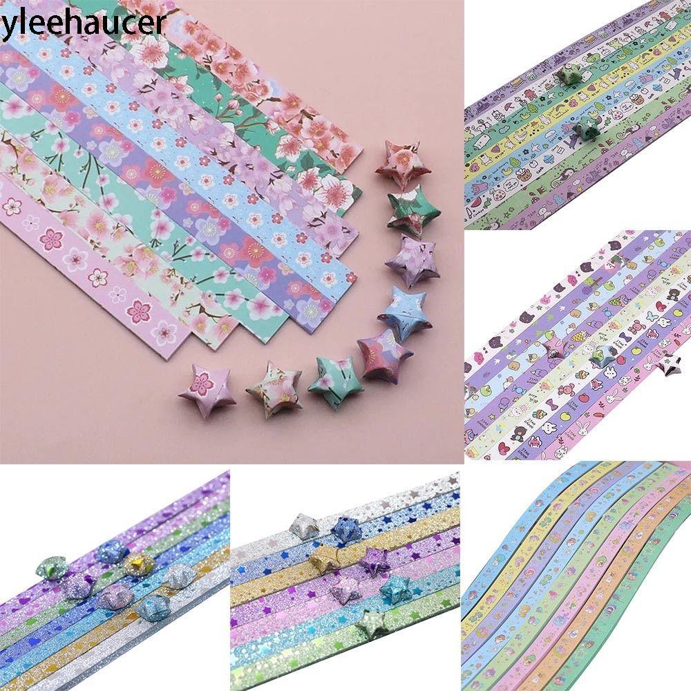 Dải giấy ngôi sao YLEEHAUCER, Giấy Origami ngôi sao một mặt thủ công nghệ thuật, DIY Phim hoạt hình 