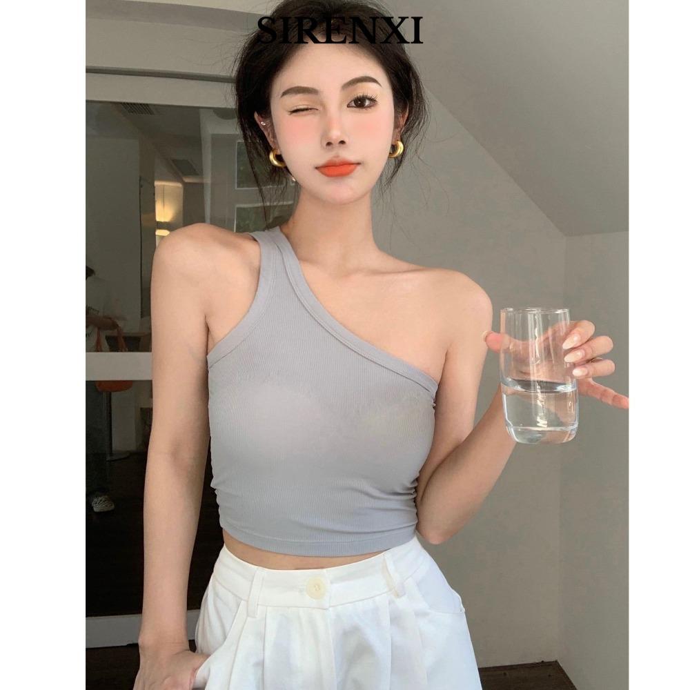 SIRENXI Áo Vest Spice Girl Ice Silk Sling Thời Trang Đường Phố