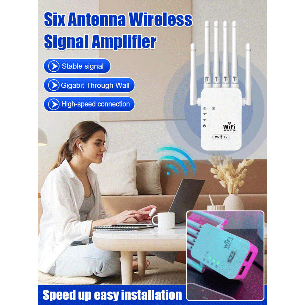 【Phủ Sóng Mạnh 6 Anten】Máy Khuếch Đại Wifi 6 Anten - Tăng Cường Tín Hiệu Không Dây/ Wifi 6 Anten/ Th