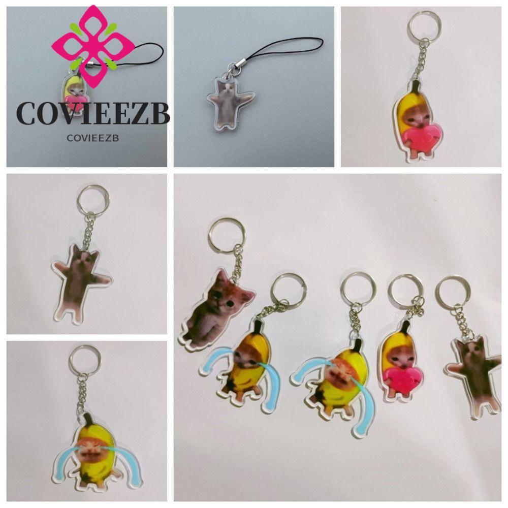 COVIEEZB Chuối Mèo Dây Điện Thoại Di Động, Móc Khóa Mèo Chuối Gato Meme Mèo Mặt Dây Chuyền Ngộ nghĩn