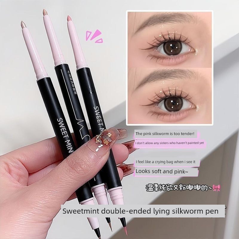 SWEET MINT Heart Double-Headed Lying Silkworm Pen Highlighter Brightening Dual-Sử dụng Eyeliner Outl