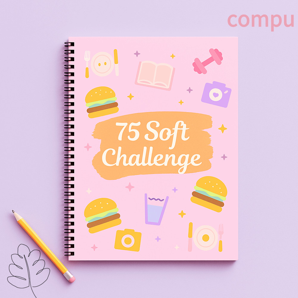COMPU 75 Day Soft Challenge Book, A4 Goal Setting 75 Soft Challenge Journal, Công cụ lập kế hoạch hà